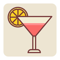 Filled color outline icon for juice glass.