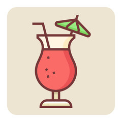 Filled color outline icon for juice glass.