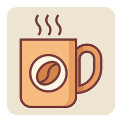 Filled color outline icon for coffee cup.