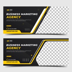 Set of Horizontal banner design for Business digital marketing. Modern banner cover header template design with place for the photo.