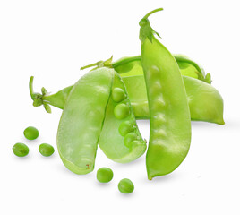 Snow peas isolated on white background