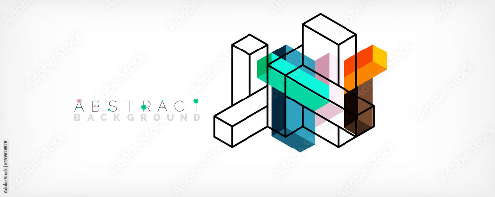 Poster abstract background. 3d cubes, cubic elements and blocks. techno or business concept for wallpaper, 