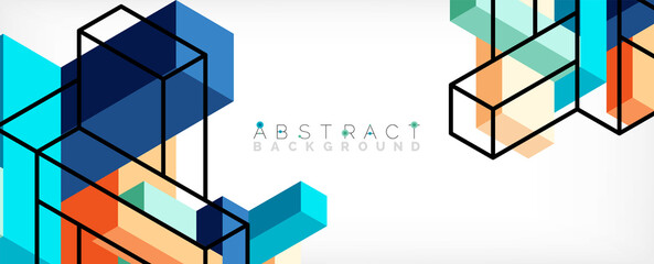 Abstract background. 3d cubes, cubic elements and blocks. Techno or business concept for wallpaper, banner, background, landing page