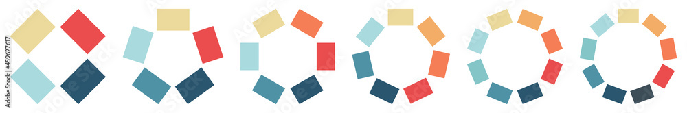 Poster small rectangles forming circle, version with four to nine objects. can be used as infographics elem