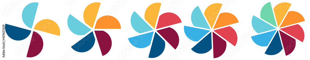Poster half circles arranged into rosette shapes with four to eight pieces - can be used as infographics el