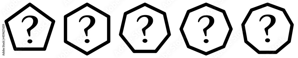Poster simple question mark in polygons with different number of edges