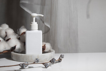 white background, cosmetic makeup bottle lotion cream product with beauty fashion skincare...