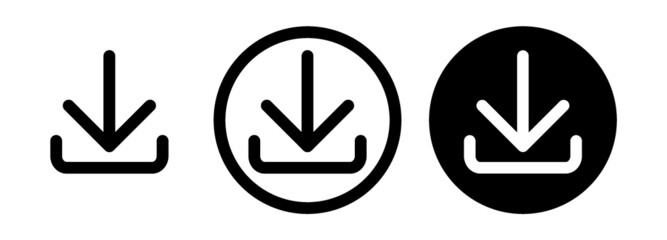 Download icon set, download button Collection, Vector illustration. Black icon isolated on white background.