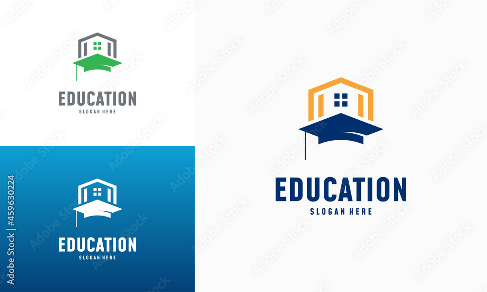 Wall mural Home Learning logo designs concept vector. Home Education logo template, Real estate symbol