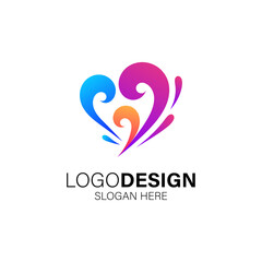 colorful splash and heart logo design