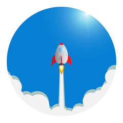 Rocket launch icon, business start up concept vector illustration
