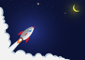 Rocket launch, business start up concept vector illustration