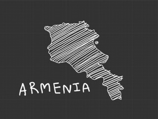 Armenia map freehand sketch on black background.