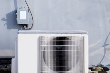 air condition outdoor unit compressor install outside the building.