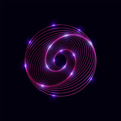 Twisted spiral. Sacred geometry. Tunnel with lines in the form of a circle. Vector geometric fractal element.