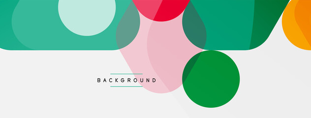 Color bubbles and rounded geometric shapes on white. Vector geometric minimal abstract background for wallpaper, banner, background, landing page