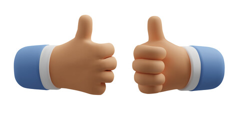3d icon like hand gesture. Thumb up vector cartoon arm. Realistic illustration for social media