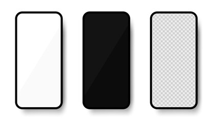 Smartphone realistic mockup. 3D smartphones with blank screens. Front view. Vector illustration