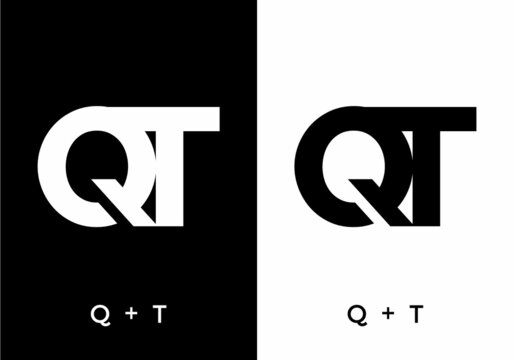 Black and white color of QT initial letter