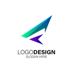 Airplane wing logo design template