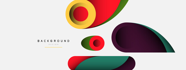 Abstract background. Minimal geometric circles and round style shapes with deep shadow effects. Trendy technology business template for wallpaper banner or background