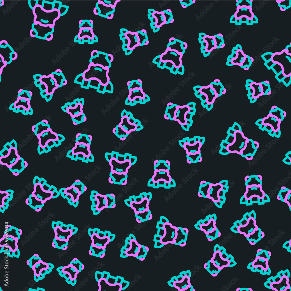Poster line priest icon isolated seamless pattern on black background. vector
