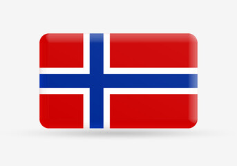 Obraz premium Norway flag 3d icon. Norwegian national symbol or emblem. Vector illustration.