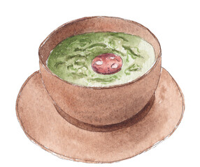 watercolor hand drawn portuguese soup caldo verde