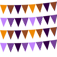 horizontally seamless Halloween bunting pack, isolated on white