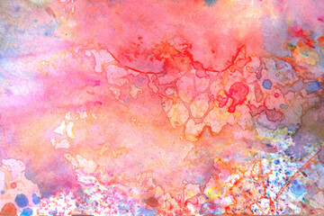 Acrylic Paint Splatters and Lines on White Bckground