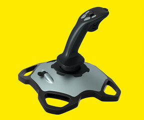 Realistic joystick for flight simulator isolated on yellow background © Vasyl Onyskiv