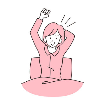 pink pajamas woman stretching in bed clip art preview