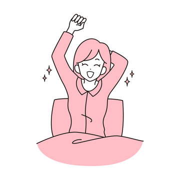 pink pajamas woman waking up clip art preview