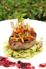 grilled steak with vegetables