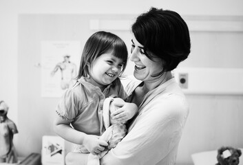 Mother and daughter in a hospital