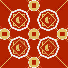 Seamless Chinese Pattern red and gold
