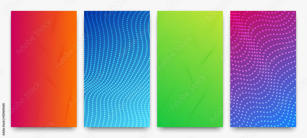 Poster set of halftone gradient backgrounds with dots
