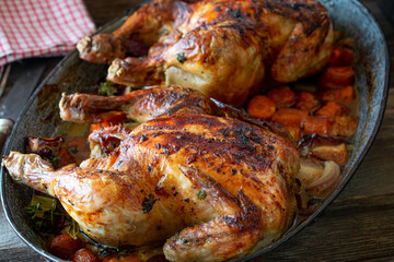 Roast poultry with root vegetable