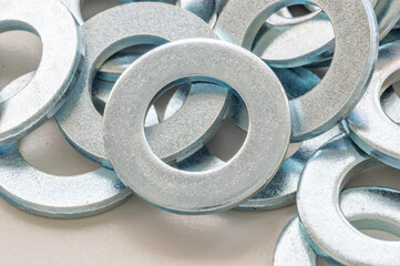 Detail of steel nut, bolt or washers.