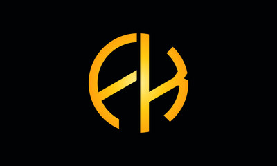 Alphabet fk OR kf monogram abstract emblem vector logo template