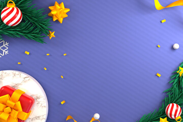 Merry christmas and happy new year holiday 3d rendering background