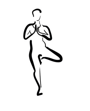 concise drawings depicting yoga poses