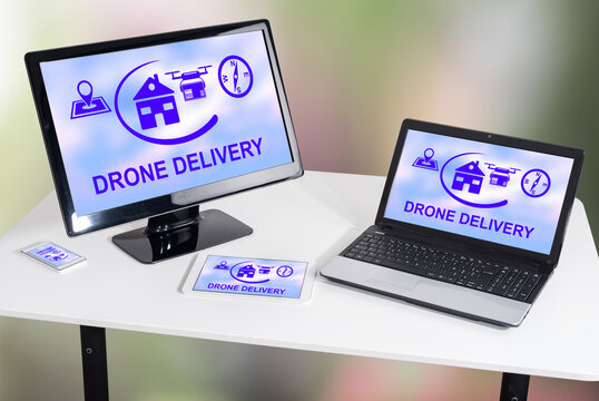 Drone delivery concept on different devices