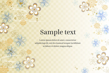 モダンな花柄の和柄背景　縦位置