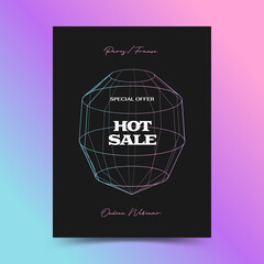 Abstract Geometric Poster templae with icon, shape. Line gradient vector illustration.