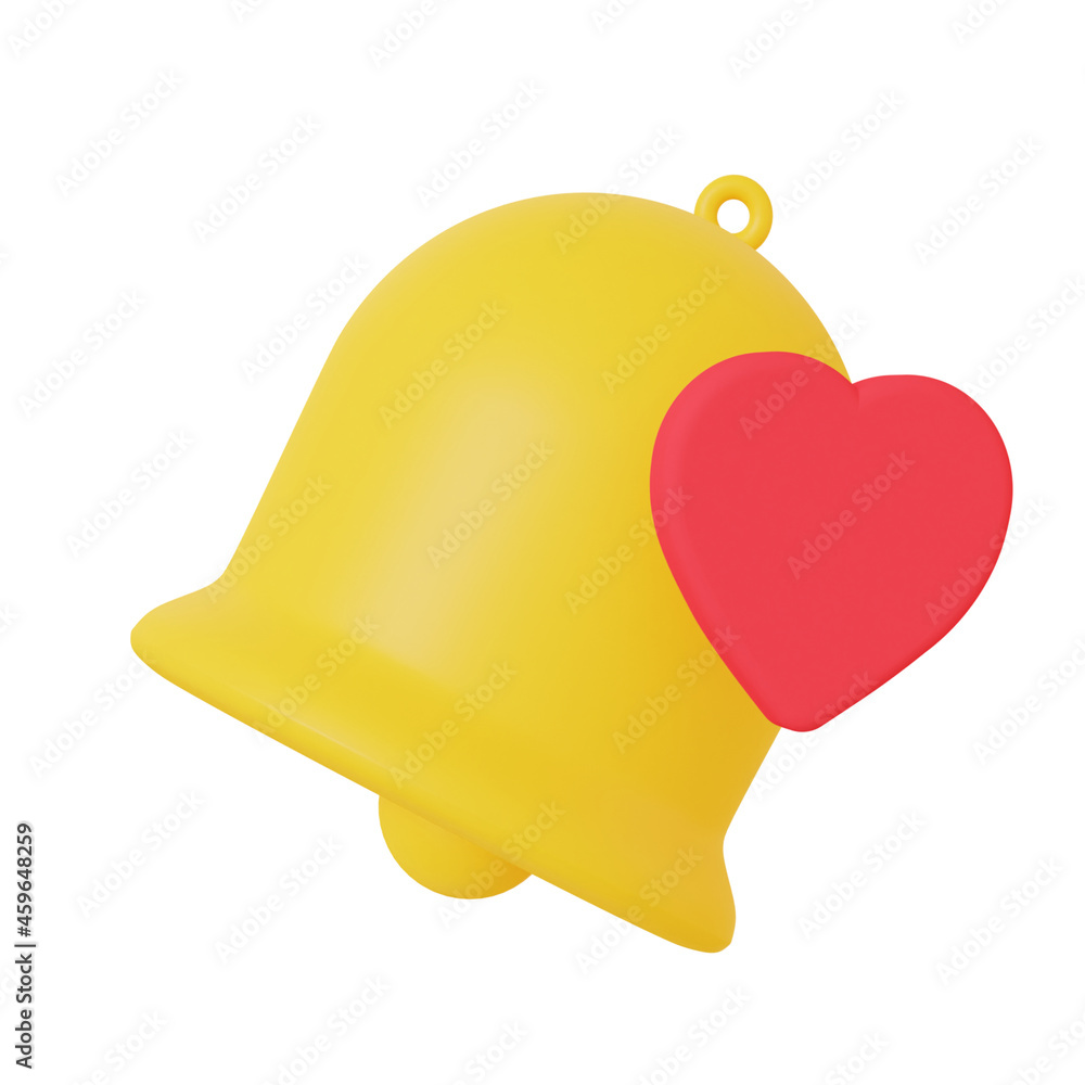 Poster 3d notification with symbol like heart. on a white background. 3d rendering.