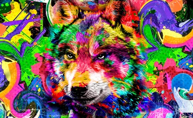 Foto op Canvas wolf in the color art © reznik_val