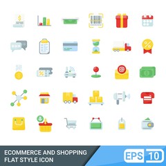 ecommerce and shopping flat style icon set. vector illustration isolated on white background. EPS 10