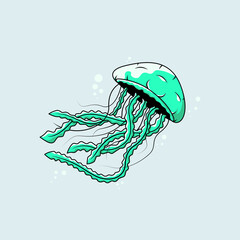 Hand drawn jellyfish design, Vector illustration eps.10 © yudhi