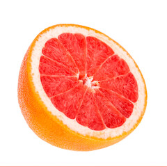 Grapefruit half isolated on white background, close up